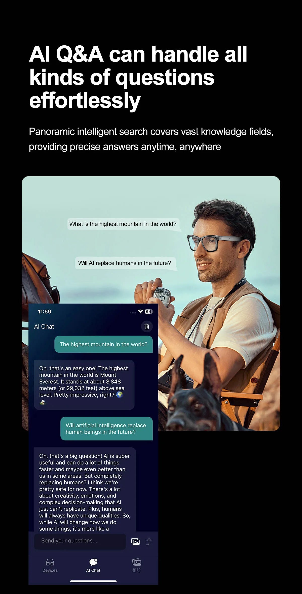 Slimme AI-Bril met Video-opname & Live Vertaling